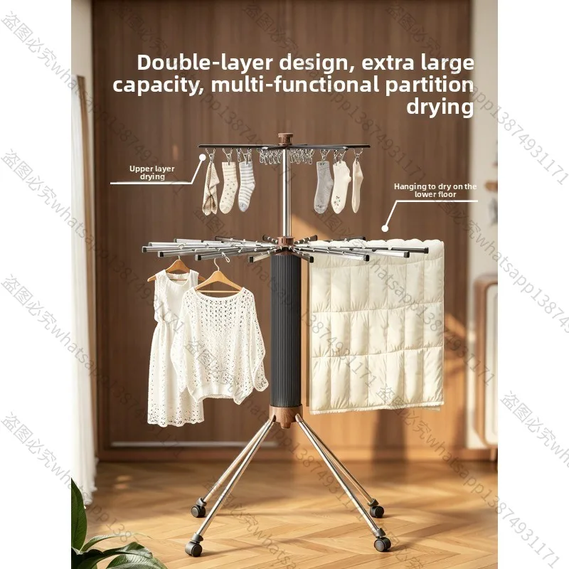 Vintage Folding Clothes Drying Rack High Aesthetic No Assembly Invisible Retractable Hanger for Household Balcony Indoor Outdoor