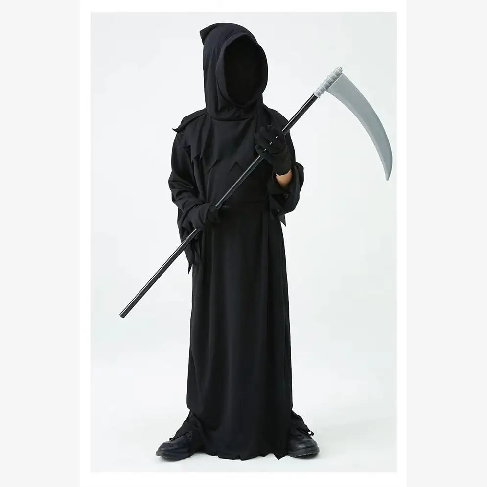 Crianças loween horror reaper traje cosplay playwear sem marca traje de palco tradicional étnico feminino wear
