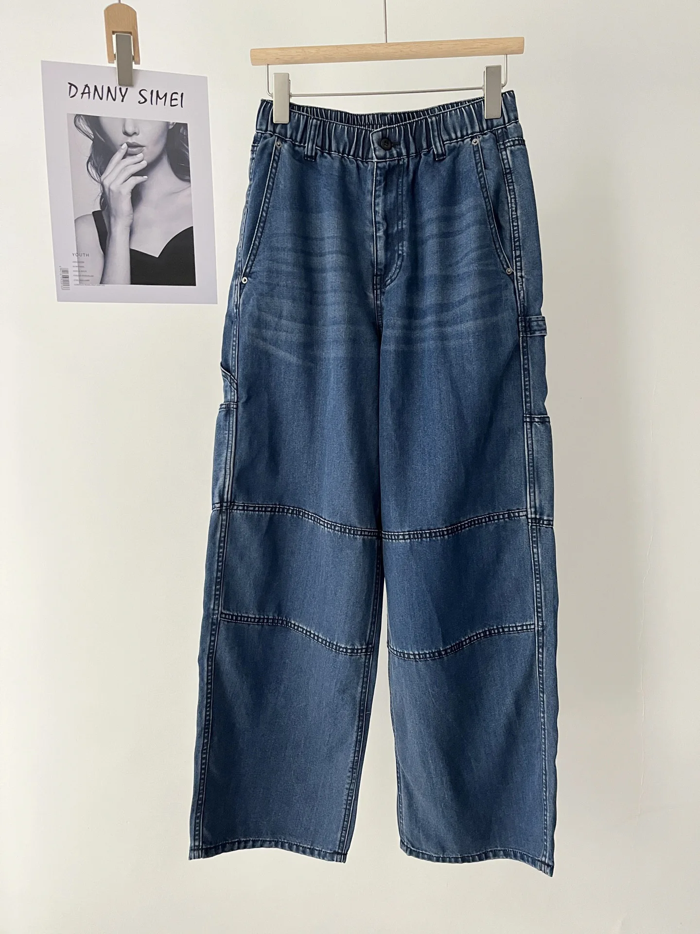 

Summer Loose Wide Leg Pants Versatile Casual Pants Lyocell Straight Jeans Women 049-0639