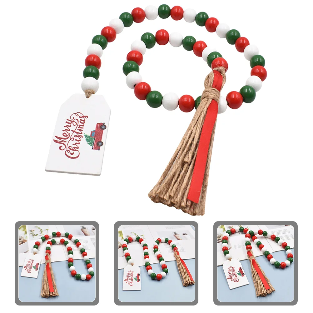 

Wooden Bead Hanging Pendant Decorative Art Tassel Beaded Garland Home Farmhouse Party Decor DIY Wood Bead String