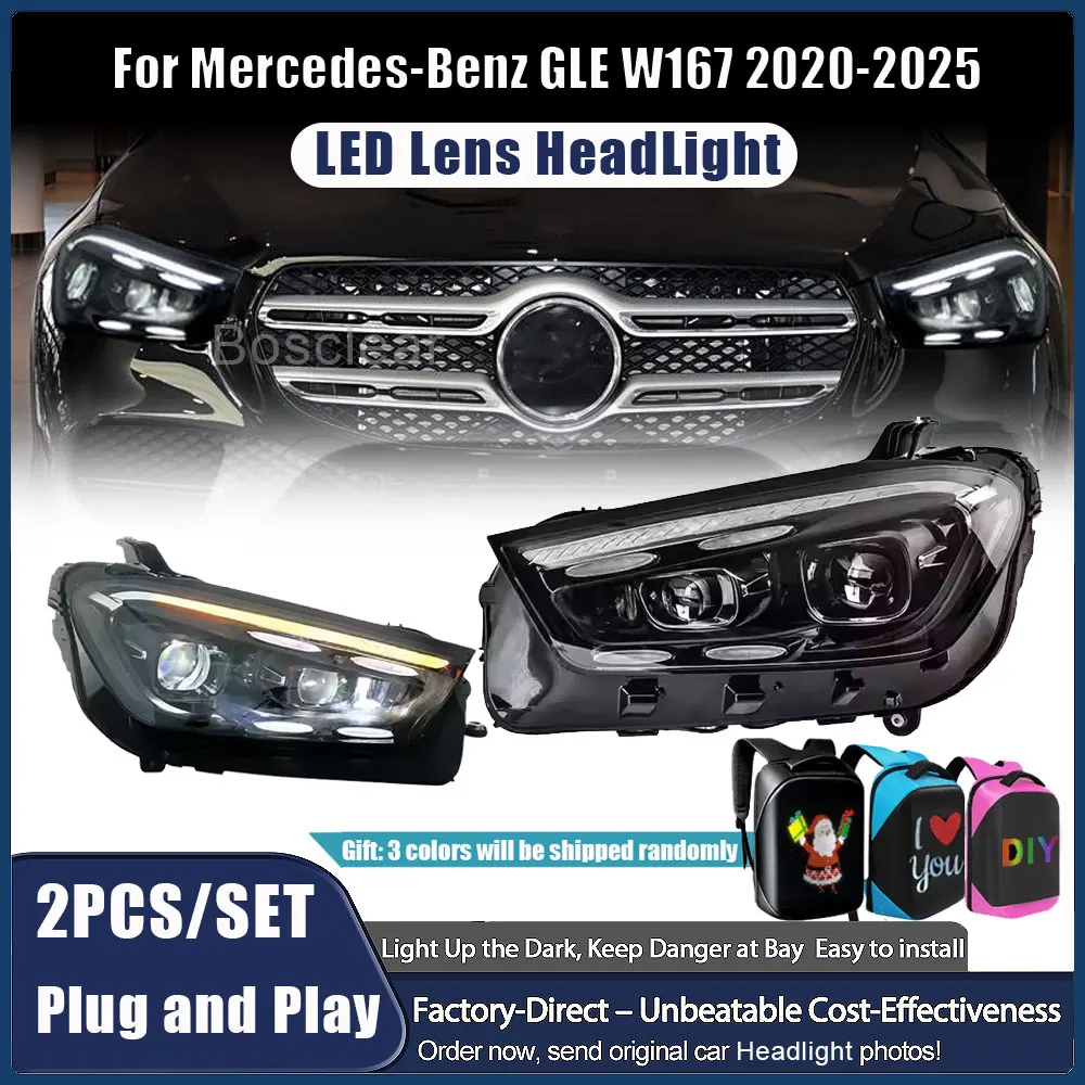 

Car Styling for Mercedes Benz GLE W167 LED 2020-2024 Headlights DRL Fog Lamp Signal Light Low and High Beam Angel Eyes Projector