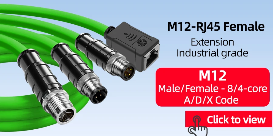 M12 auf RJ45 Industrie Ethernet Kabel für Siemens/PROFINET/EtherCAT, M12 auf RJ45 Kabel, S/FTP geschirmt, M12 4/8 Pin A/D/X codi – Detail 1