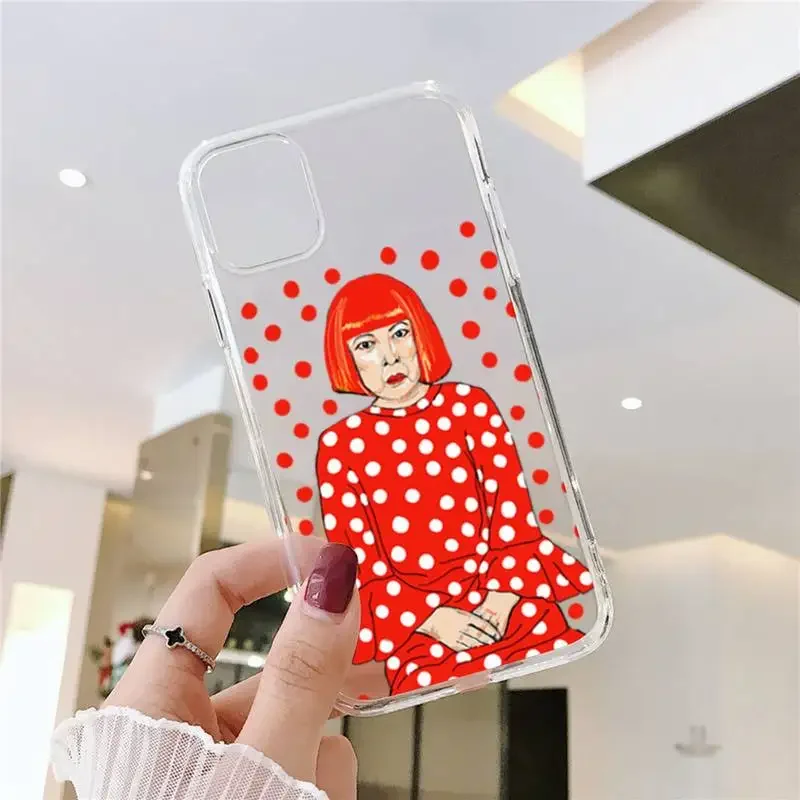 Japan Kusama Yayoi Art Phone Case For iPhone 11 12 Mini 13 14 Pro XS Max X 8 7 6 Plus SE XR Transparent Shell