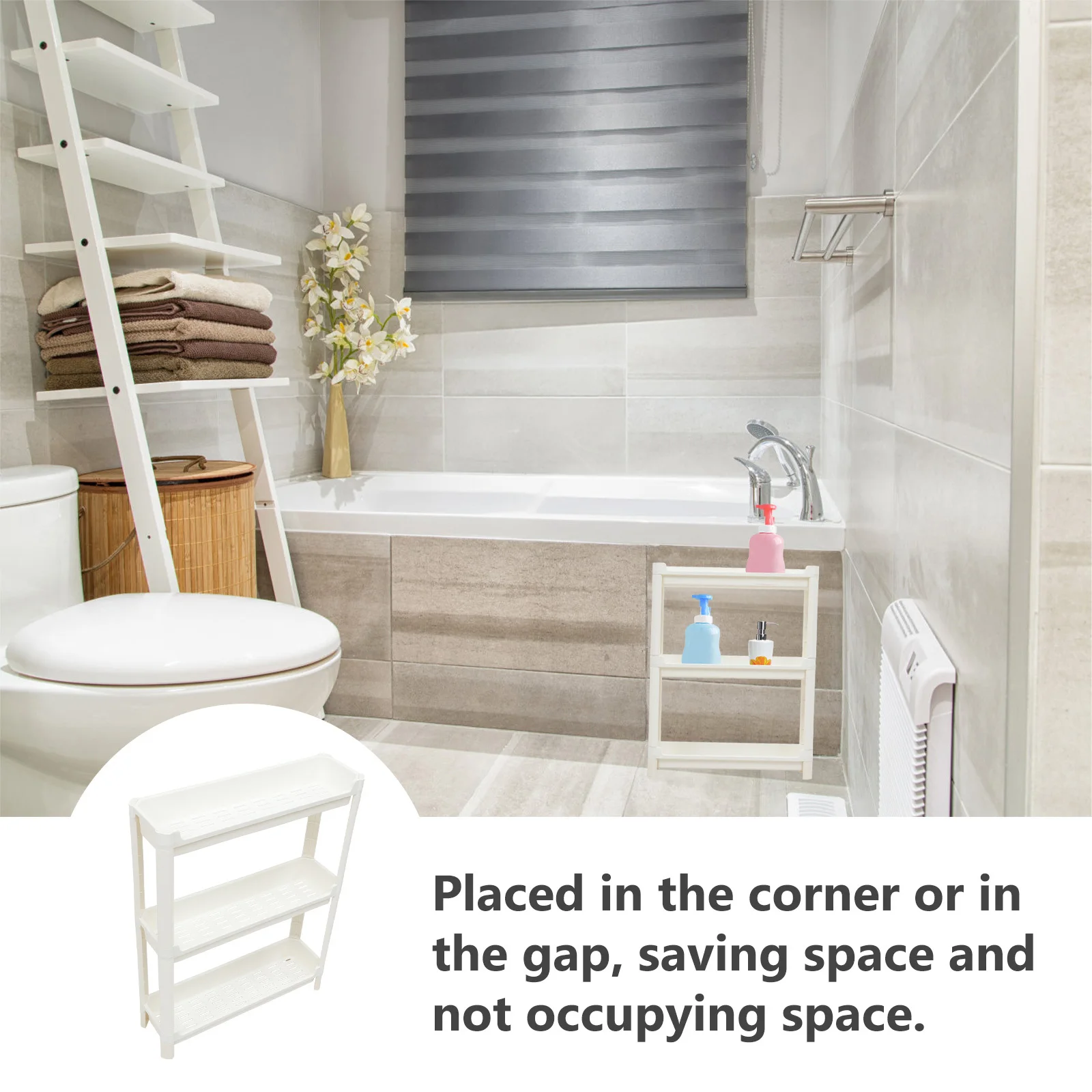 

1Pcs Multifunctional Plastic Storage Rack Corner Shelf for Bathroom Kitchen Home Compact Non-Slip Breathable Rack