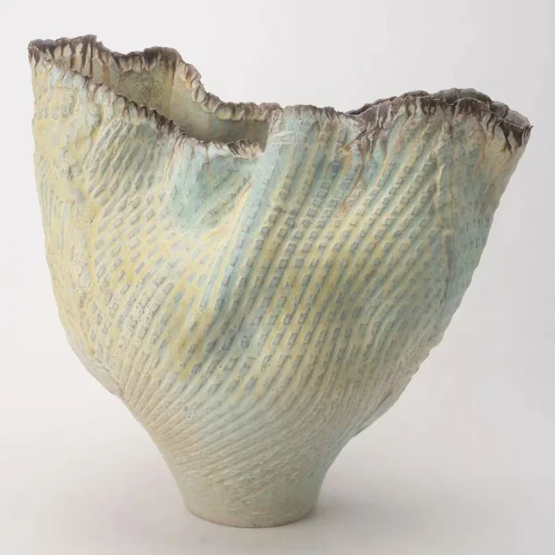 Medieval wabi sandy wind coarse pottery ceramic handmade vase, hotel and homestay model room new Chinese flower