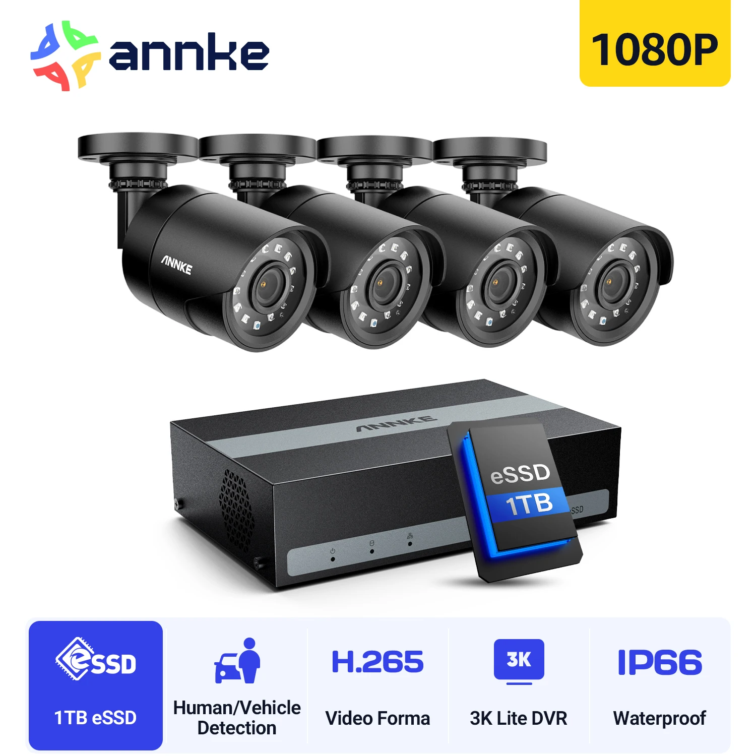 

Annke 2MP 1080P CCTV Security Cameras Kit Night Vision 8CH Analog DVR Weatherproof Motion Detection HD Video Camera Surveillance