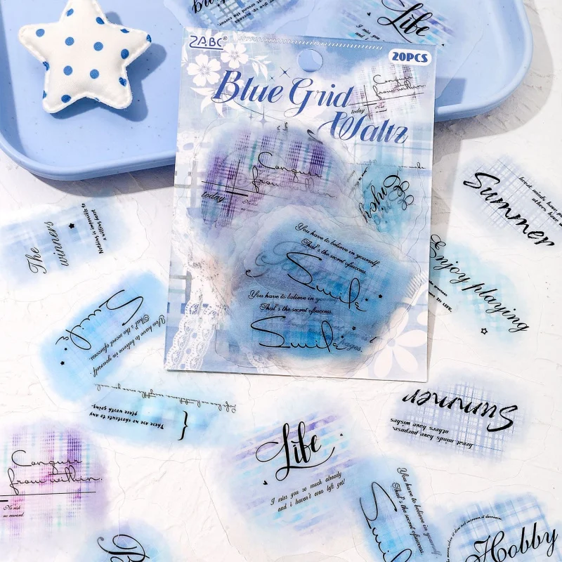 

20pcs/pack INS Creative Gradient Smudge Text Stickers Vintage Scrapbooking Journal DIY Decorative Stickers Craft Supplies