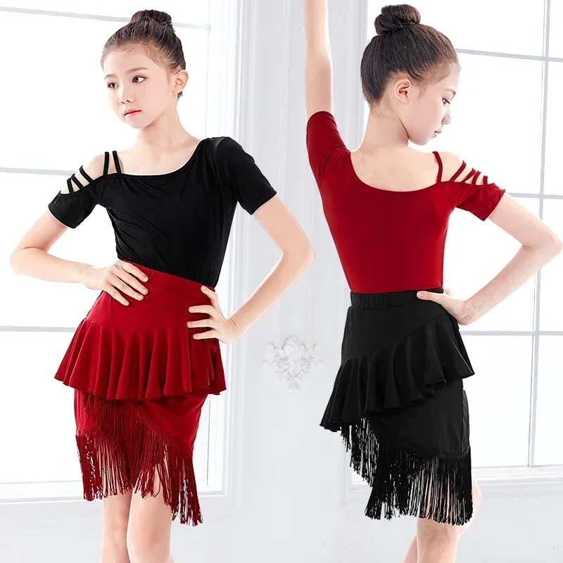 

New Fringe Latin Dance Dress For Girls Child Salsa Tango Ballroom Dancing Dress Competition Costume Kids Practice Dance Clothes
