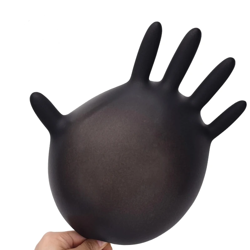 20 قطعة قفازات النتريل السوداء القابل للتصرف 4Mil اللاتكس وبودرة الحرة محكم قفازات الصناعية الصف ميكانيكي قفازات الوشم السيارات #4