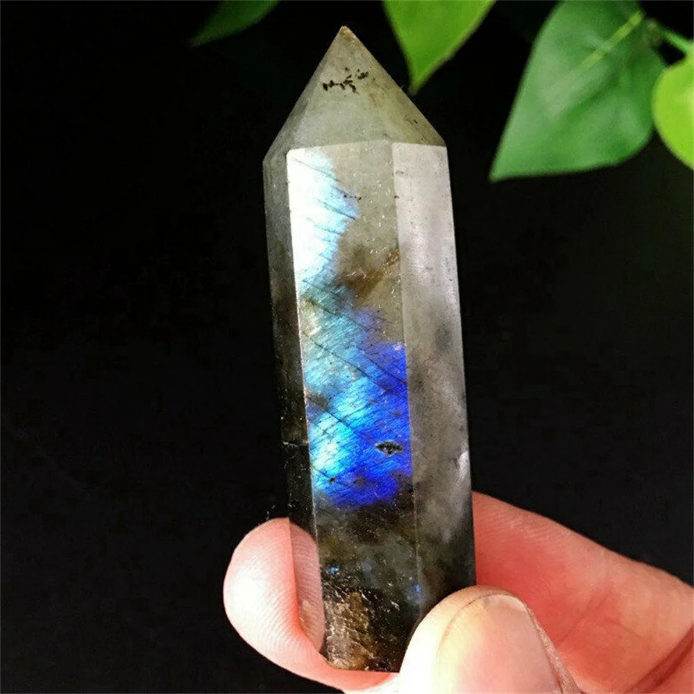 

Natural Crystal labradorite Quartz Point Healing Stone Hexagonal Prisms Obelisk Wand Treatment Stone DIY Gift