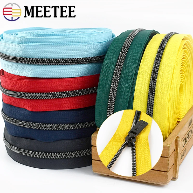 

2/3/5/10M Meetee 5# Nylon Zippers Colorful Sewing Zipper Handbag Decor Zips for Clothing Backpack Zip DIY Sewing Accessories