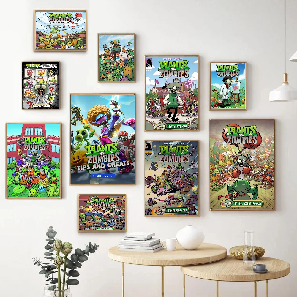 

Plant-Vs -Zombie Movie Anime Posters Sticky Whitepaper Sticker DIY Room Bar Cafe Kawaii Room Decor