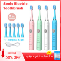 Sonic Electric Toothbrush Timer Brush 5 Mode USB Charger Rechargeable Deep Clean Tooth Brushes Replacement Heads Set For Adults