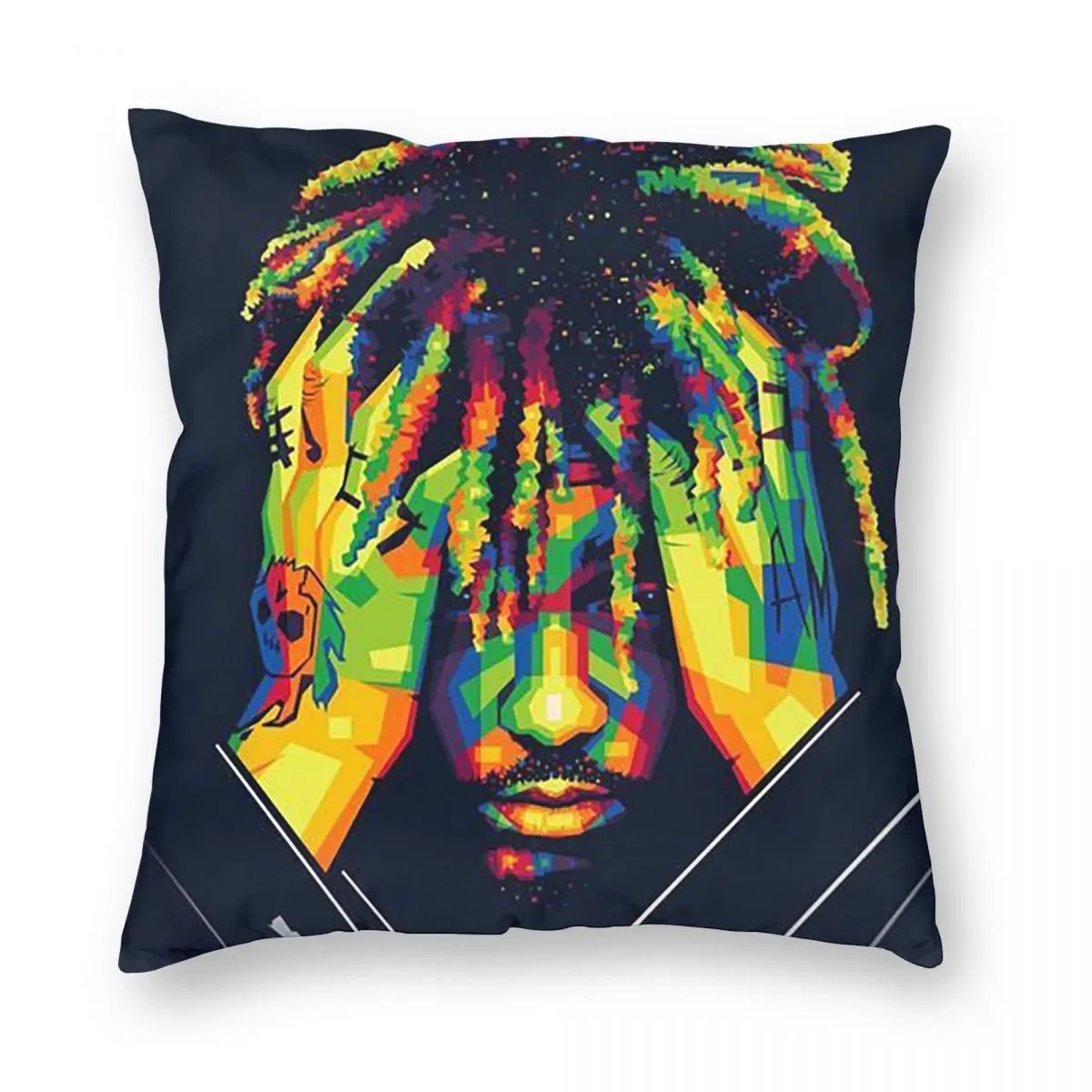 

Juice Wrld Trapped In My Head Square Pillowcase Pillow Cover Polyester Cushion Zip Decorative Comfort Throw Pillow for Home Sofa