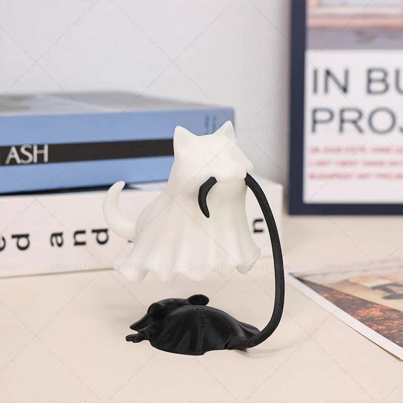 3D Printed Ghost Figures Ghost with Dog/Pig Reading Book Ghost Cute Ghost Campfire Halloween Party Desktop Ornaments
