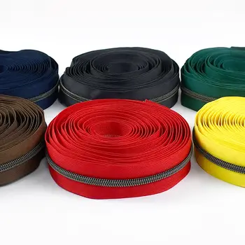 Meetee 1-10M GunBlack 5# nylonové zipy pro šití, zapínání tašek, zipy, pásky, zavazadla, plastové zipy, sady na opravu zipů na oděvy 10 nejlepší prodej zip na zavazadla - №1