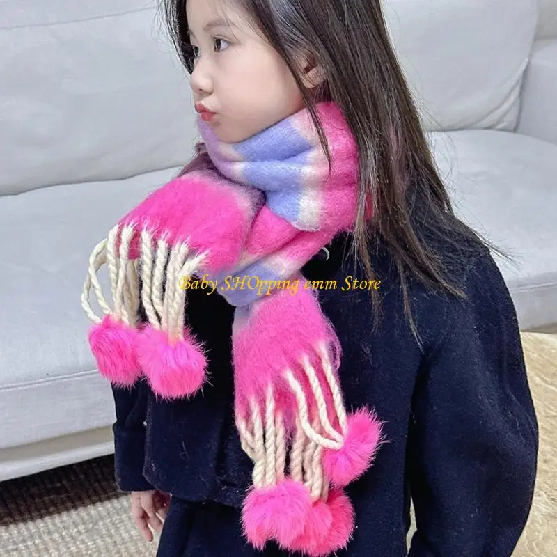 

23GD Cozy Children Scarf Rainbow Kids Scarf Comfortable Wear for Fall & Winter