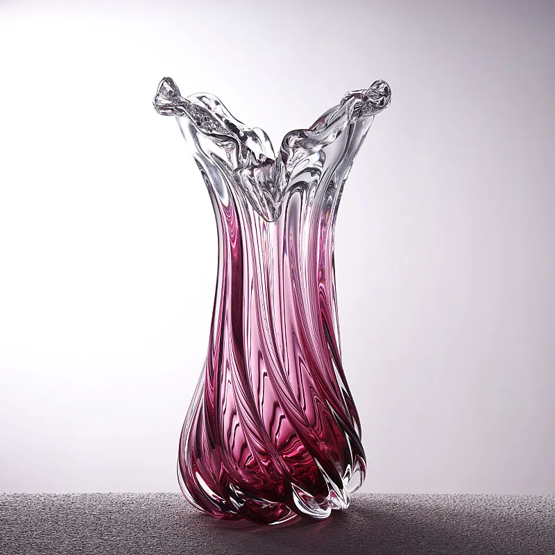 Light luxury creative crystal glass vase household living room entrance water raising vase lily rose open flower arrangement orn