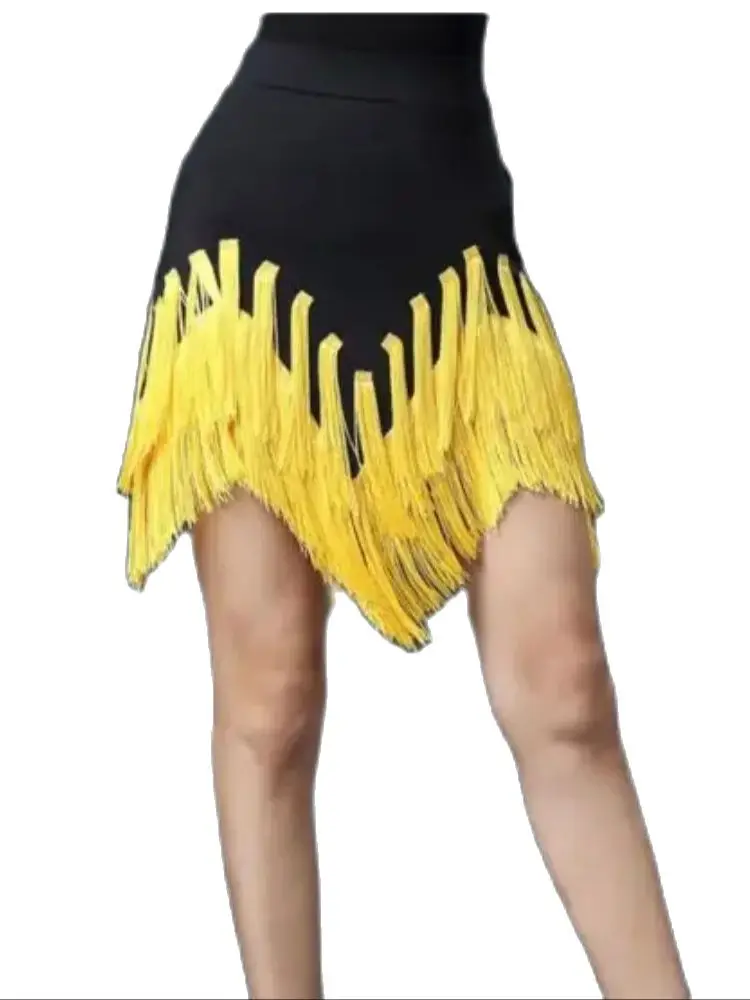 1pcs/lot woman fashion tassel latin skirt woman patchwork latin dancing skirt