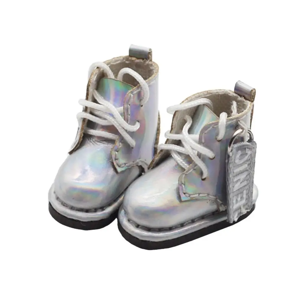 1 Pair High-top Obitsu 11 Doll Leather Boots Plating Silver Mini 1/12 Bjd Doll Leather Shoes GSC Molly 1/12 Bjd Doll Boots Molly