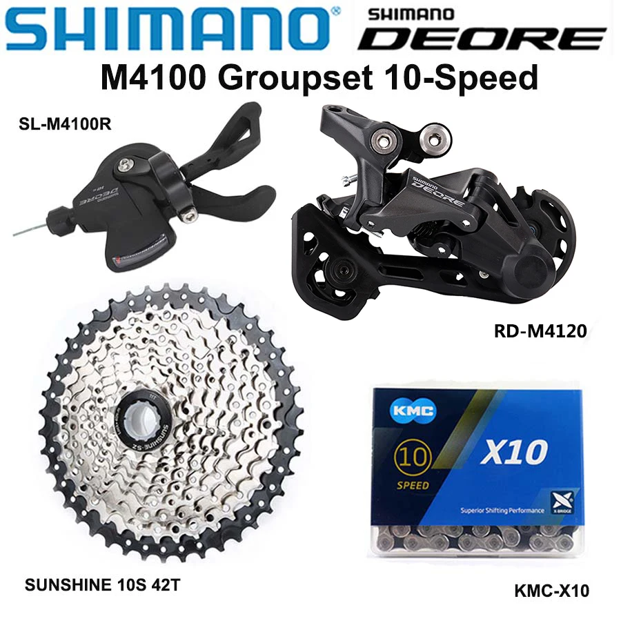 

SHIMANO DEORE M4100 10S Groupset MTB Mountain Bike Groupset 1x10-Speed 42T 46T 50T M4120 Rear Derailleur M4100 Shift Lever