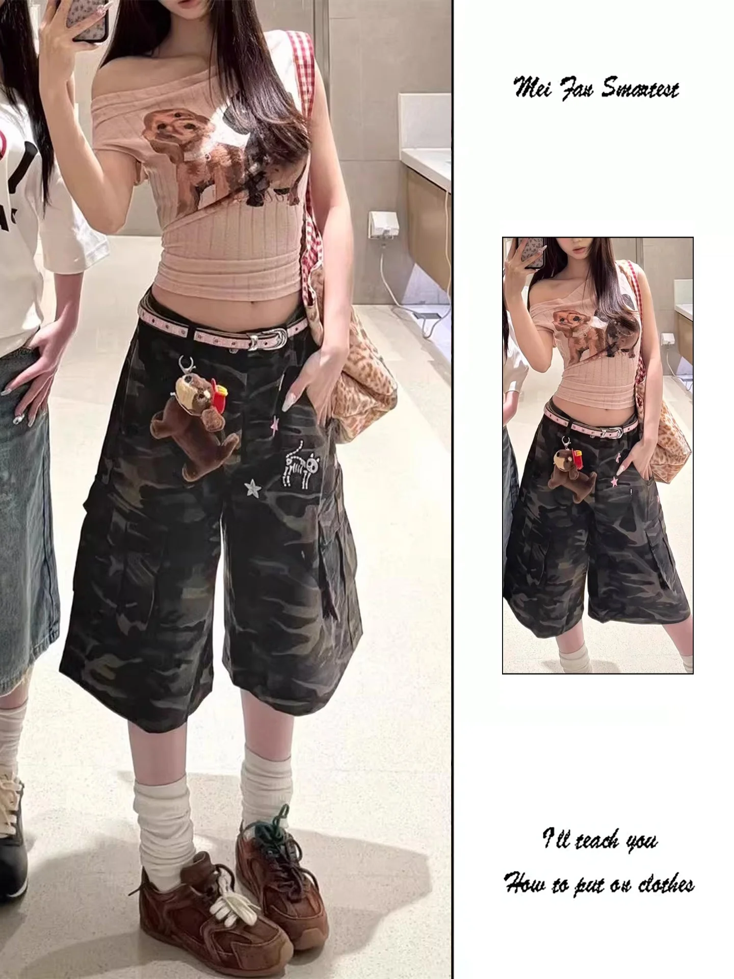

Spring 2026 American Style Camouflage Seven-Foot Pants Women's Early Spring Trendy Brand Straight Leg Casual Work Shorts