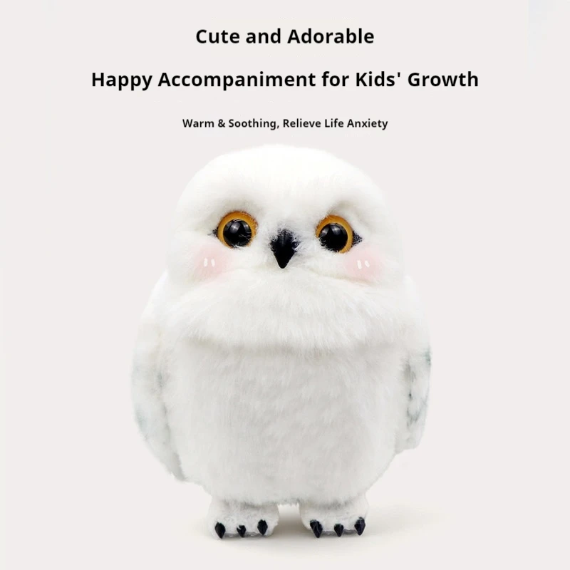 Hedwig Owl Plush Toy Interactive Standing Shoulder Stuffed Animal Soft Fluffy Companion For Adult Bedroom Decor Collection view 3