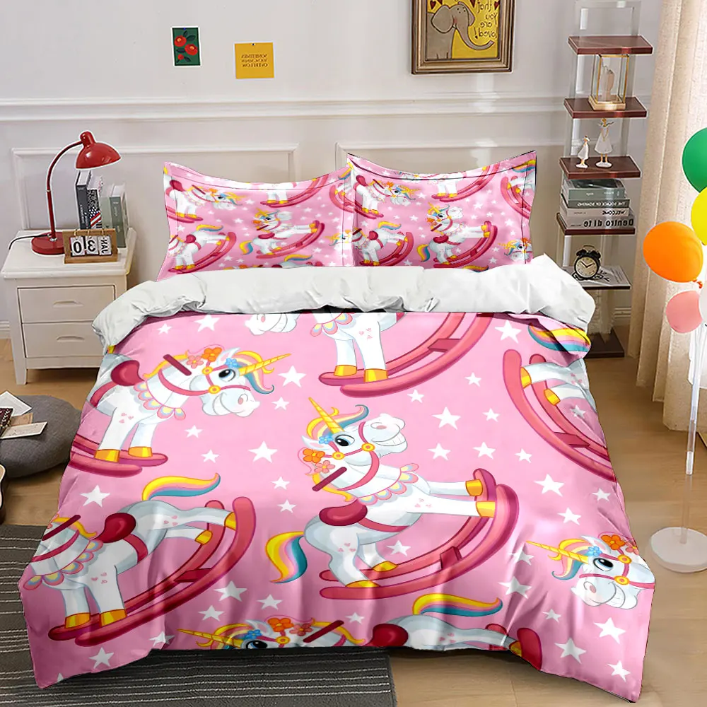 Unicorn Themed Playroom Decor Set  kid's and adults' bedroom decor, Exquisite three-piece bedding set gift
