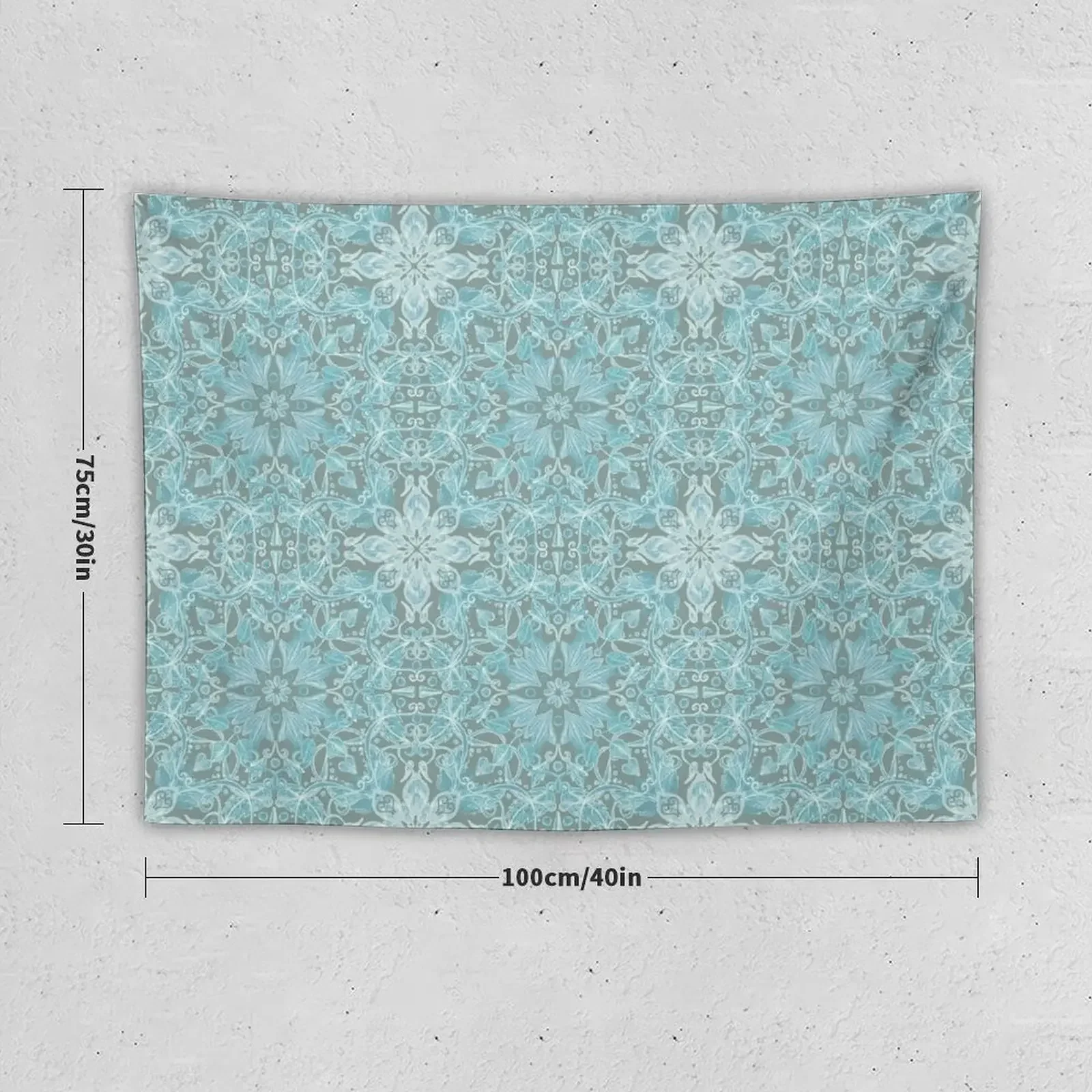 Soft Teal Blue & Grey hand drawn floral pattern Tapestry Funny Room Decor For Girls Bathroom Decor Tapestry