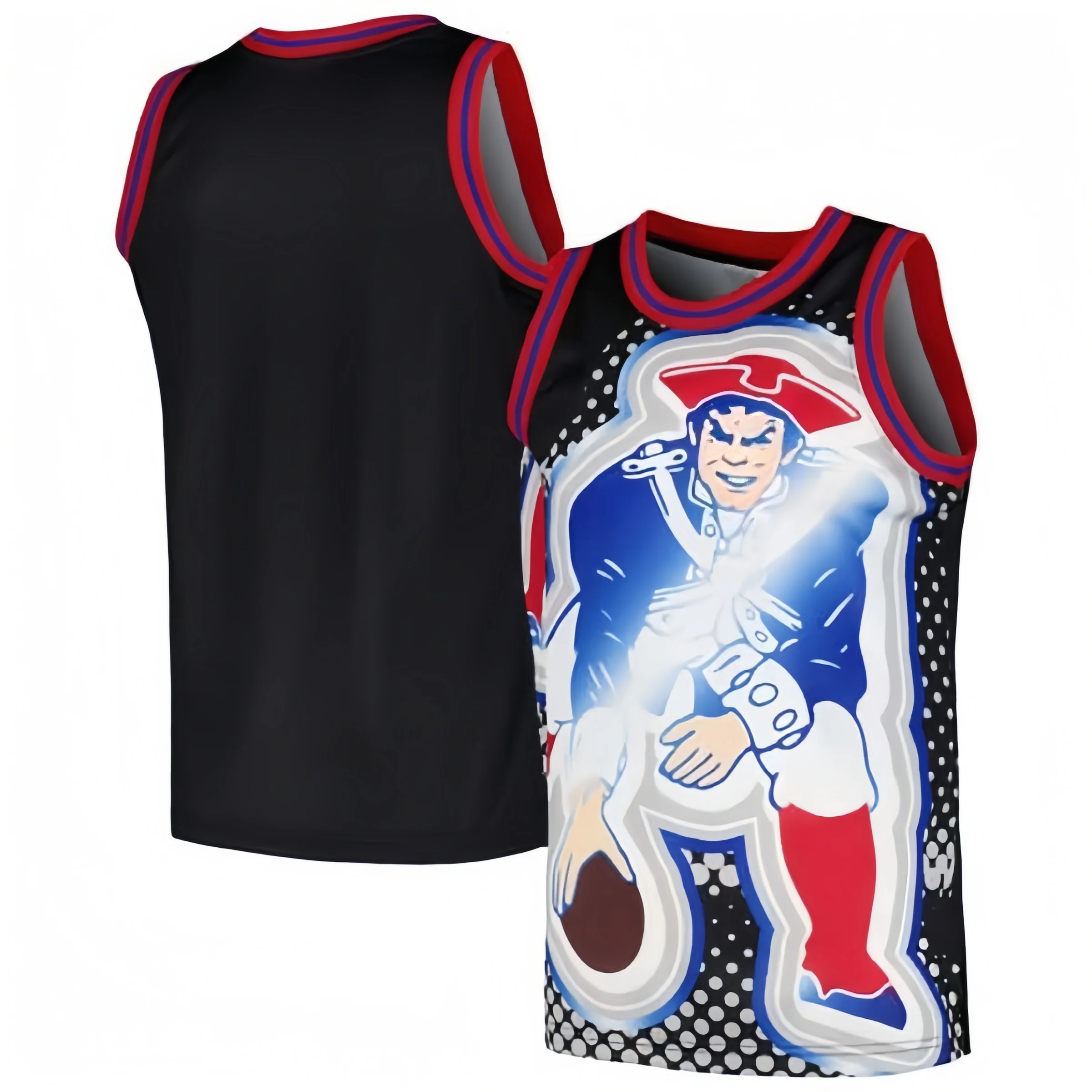 New England Pat The Patriot Cartoon Mascot Vest T-shirt 2026-27 Summer Men Women Sports Breathable Quick-drying Vest Jersey