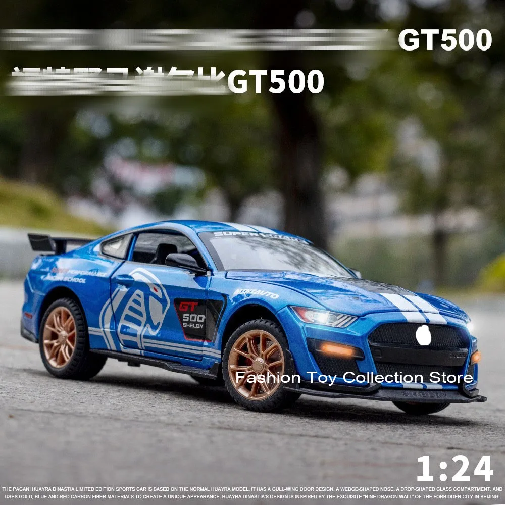 1: 24 MUSTANG SHELBY GT500 Alloy Car Model High Simulation Diecasts Toy With Sound and Light Pull Back Vehicles Decoration Toys