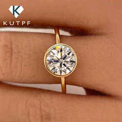 Certified 3CT Round Cut Moissanite Engagement Ring Solitaire Bezel Diamond Wedding Rings S925 Silver Fine Jewelry for Women