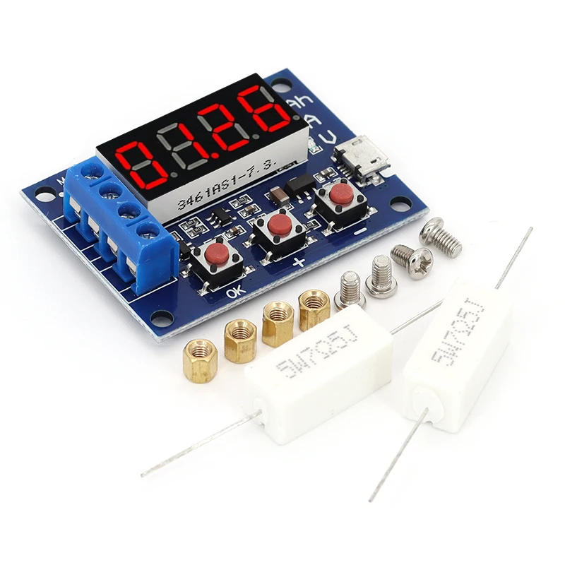 Battery Tester LED Digital Display 18650 Lithium Battery Power Supply Test Resistance Lead-acid Capacity Discharge Meter ZB2L3