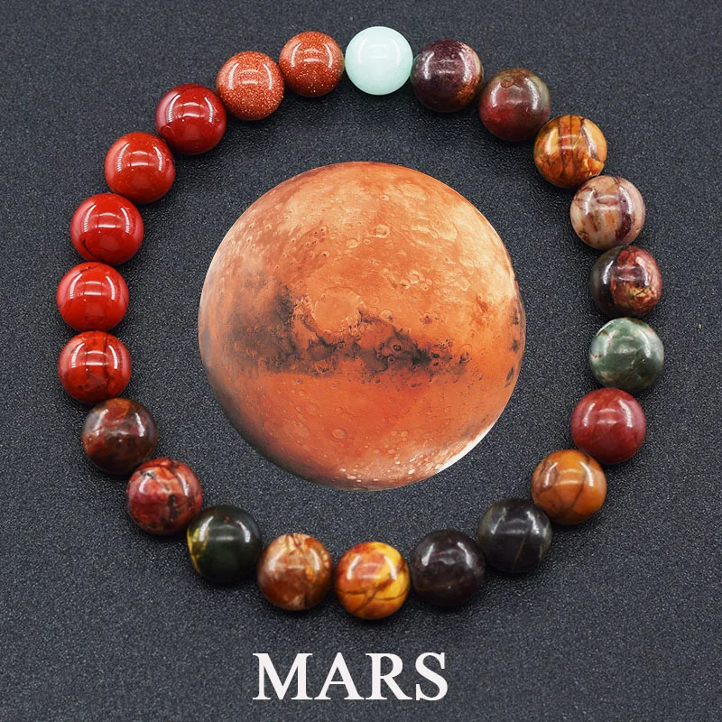Eight Planets Bead Bracelet Men Women Natural Stone Universe Solar Syetem Earth Moon Saturn Neptune Planet Handmade Jewelry Gift