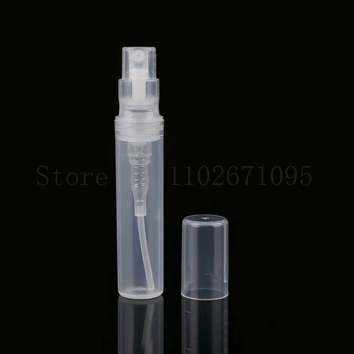 100 개/묶음 2 3 4 5ml 투명 플라스틱 향수 스프레이 병 펜 분무기 걸쇠 리필 가능 작은 샘플 시험 크기 바이알, 투명 분무기