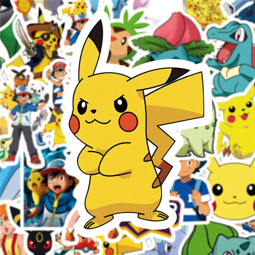 50pcs Pokemon Stickers Pack Cute Anime Stickers Waterproof Laptop Skin Kawaii Packaging Phone Case Art Supplies