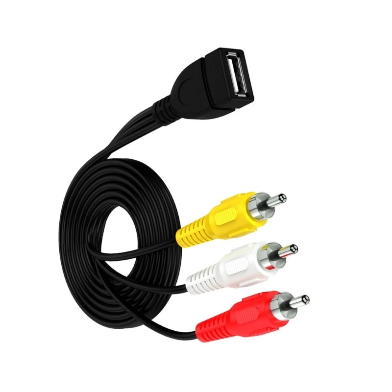 USB A Female to 3RCA RGB Male Video Composite Adapter Converter Cable Cord Component 3RCA Cable