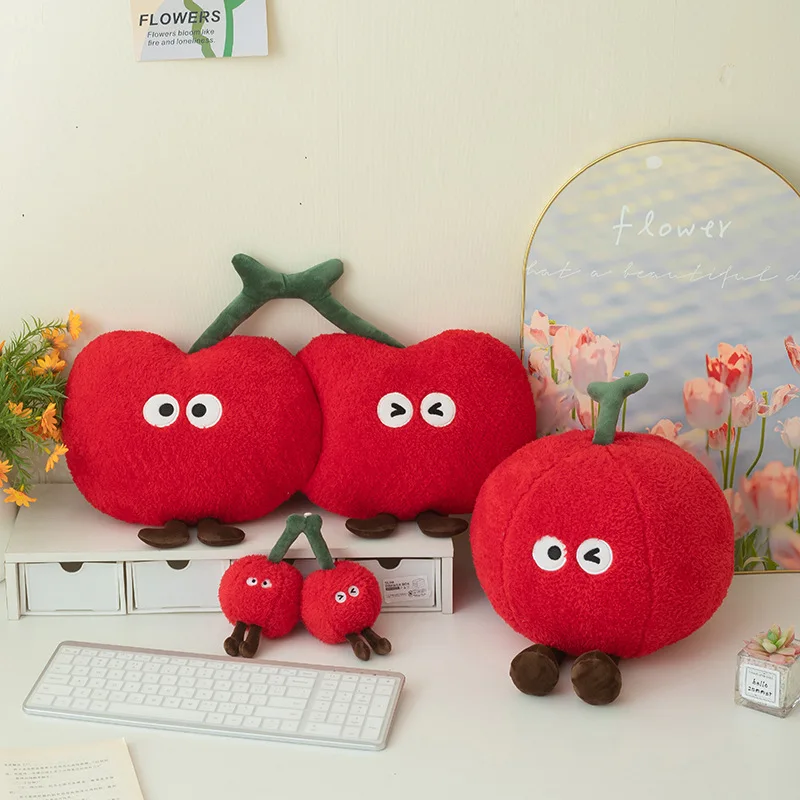 

Sweet Red Cherry Plush Toy Stuffed Soft Fruit Cherry Pendants Cute Huggable Pillow Sofa Cushion Home Decor Birthday Xmas Gifts