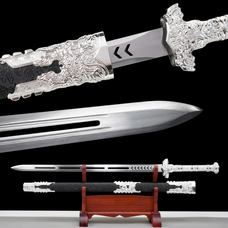 

Chinese Xuanyuan Emperor Sword 1060 High Carbon Steel Blade Real Full Tang Sharp Ready Battle Samurai Swords White Dragon Katana