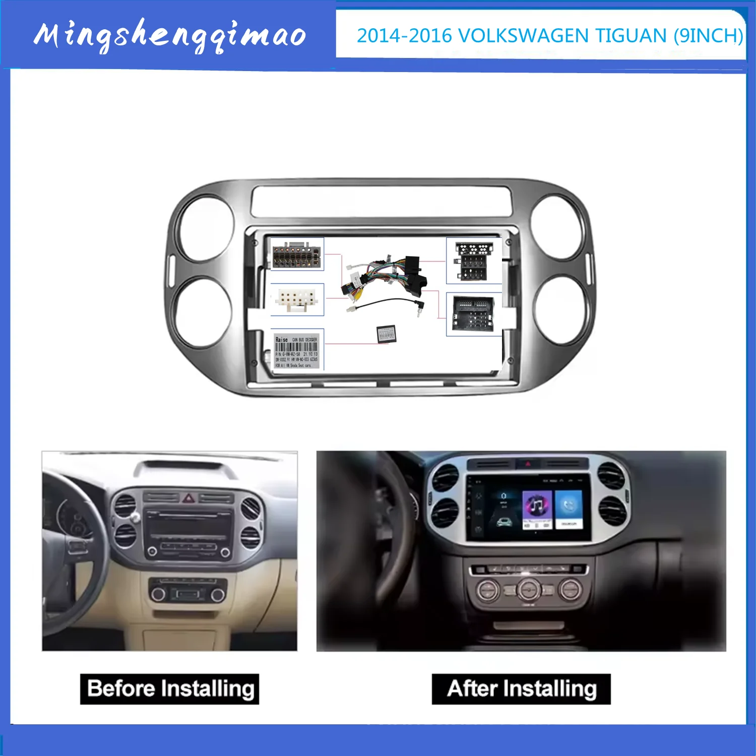 

2 Din 9 Inch Car Radio Fascias for VW TIGUAN 2010 Dashboard Frame Installation DVD GPS Mp5 Android Multimedia Player