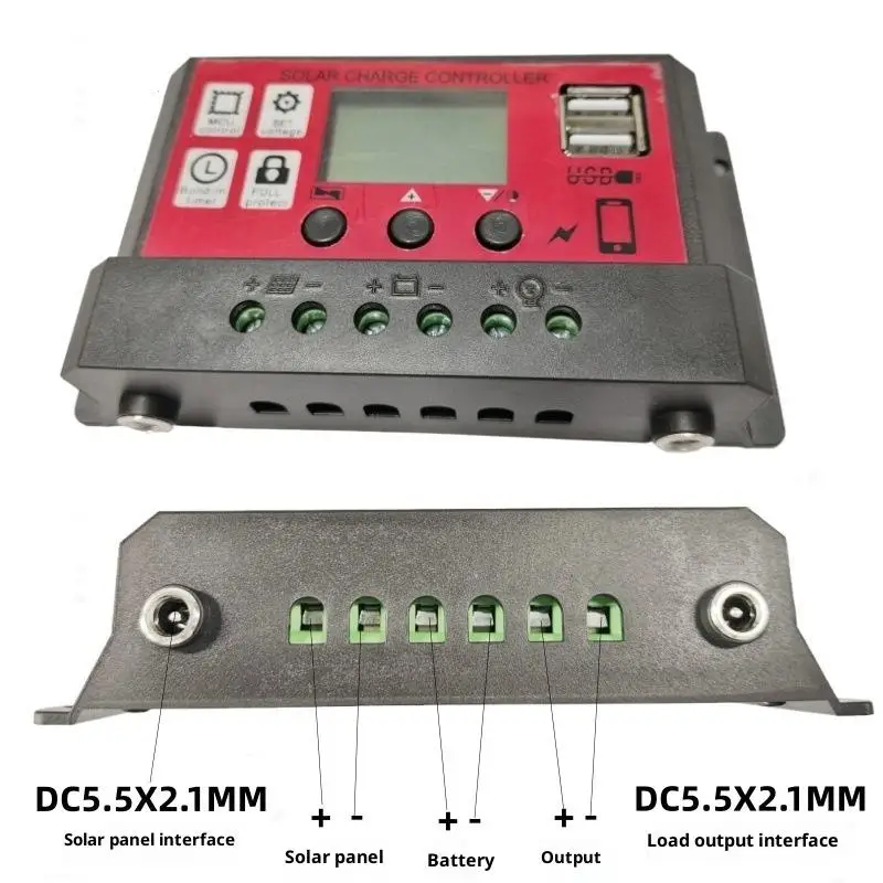 10/20/30A PWM Solar Charge And Discharge Controller LCD Display Dual USB Auto Solar Cell Panel Charger Regulator