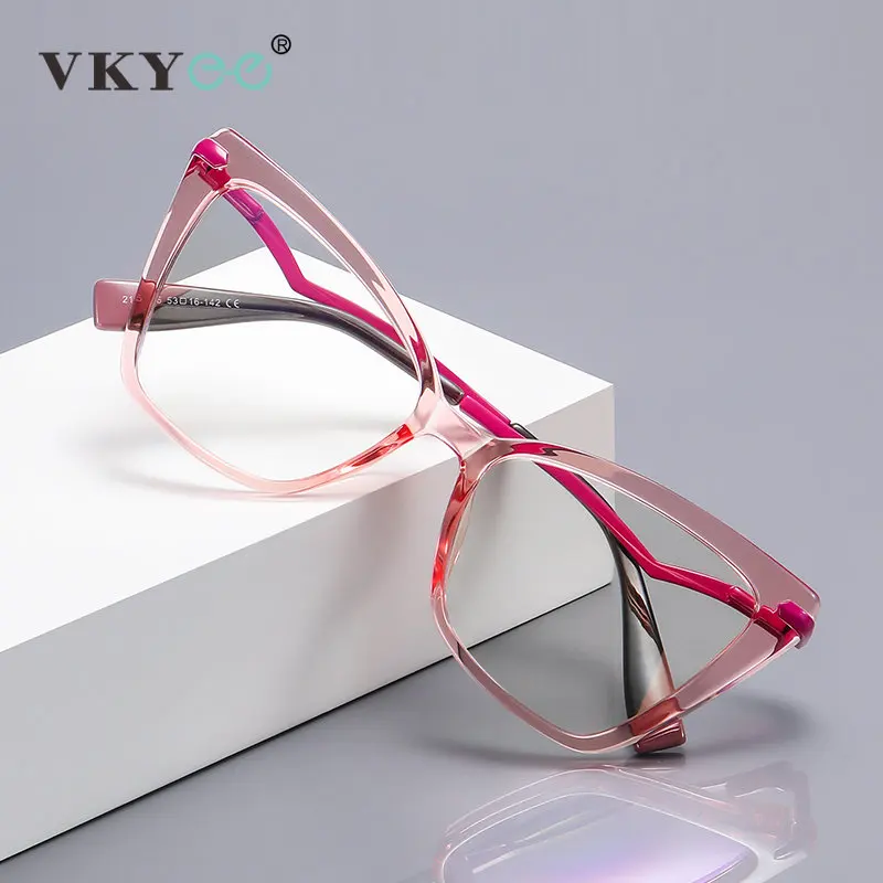 VICKY Women Myopia Prescription Glasses Hyperopia Reading Glasses Anti Blue Light Cat Eye Glasses Optical Eyeglasses Frame P2106