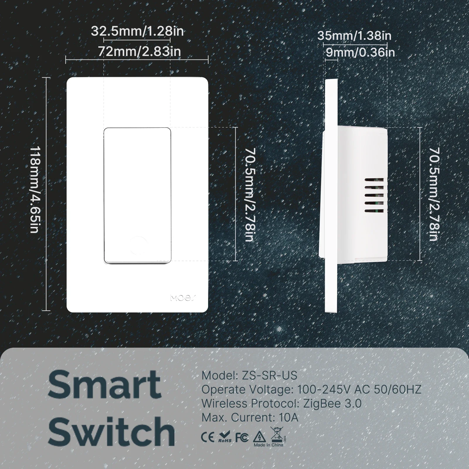 MOES Star Ring Smart ZigBee Light Switch Single Pole No Capacitor Neutral Wire Optional Push Button Switch 1 2 3 4 Gangs Tuya view 6