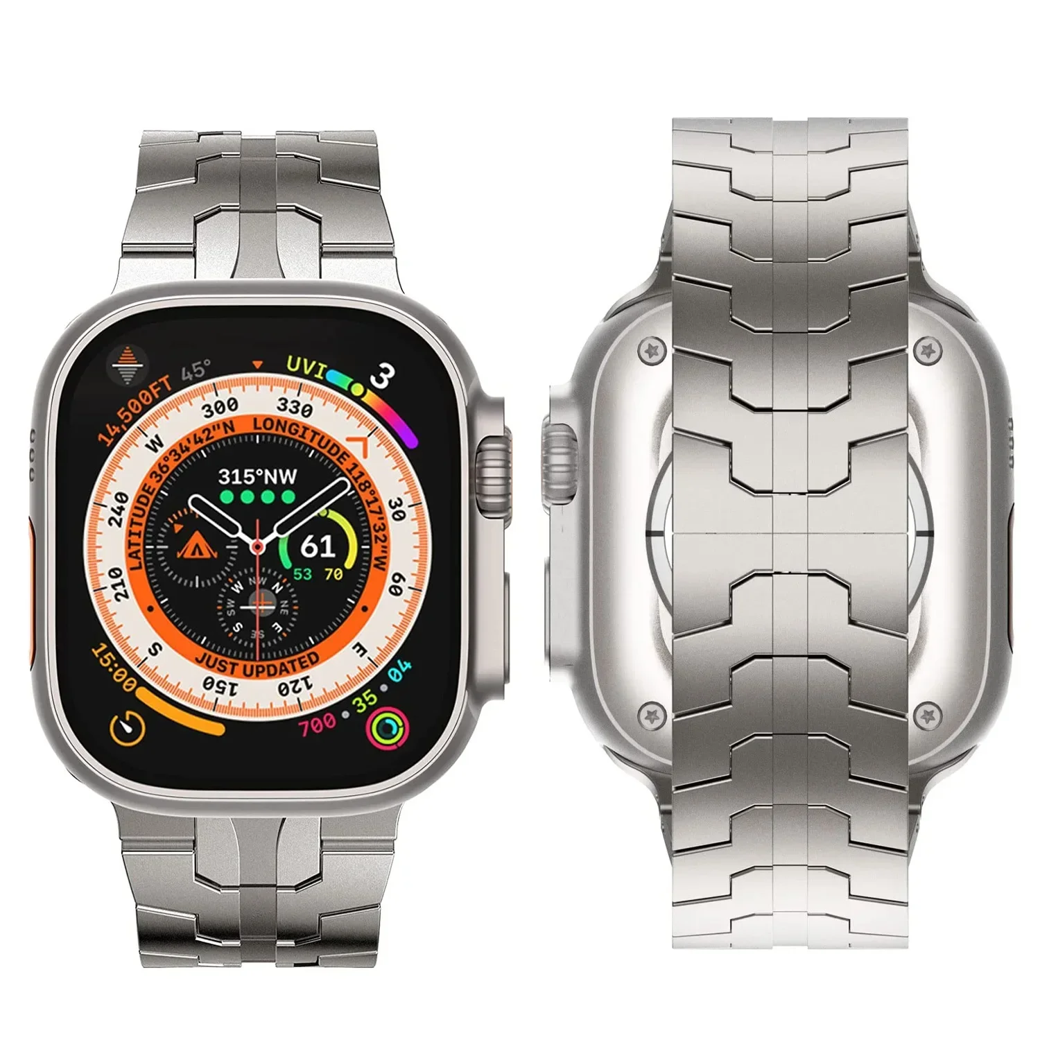 Correa de titanio para Apple Watch 9 Ultra 2 49mm serie 9 45mm 41mm 44mm banda de Metal de lujo para iWatch 8 7 6 5 4 3 SE 42mm 40mm 41mm