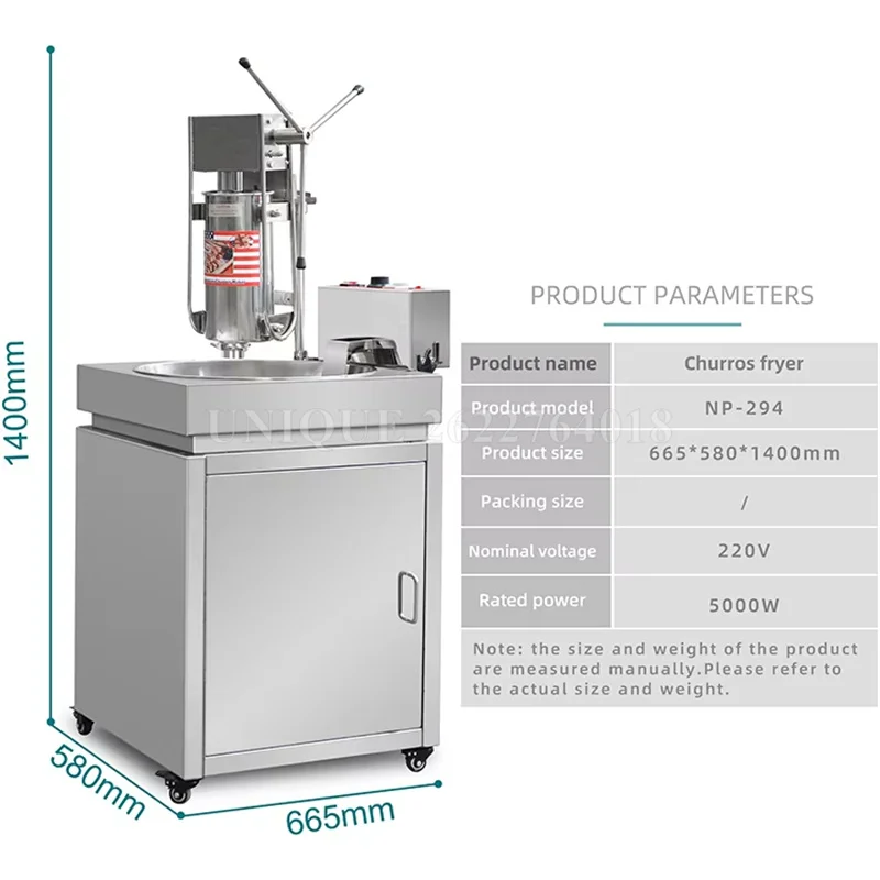 Máquina eléctrica para hacer Churros de España con freidora, acero inoxidable, Vertical, hueca, España, máquina de palos de masa frita profunda