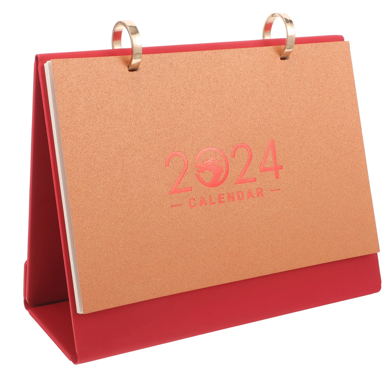 

Desktop Calendar 2024 Dragon Year Decor Kraft Paper Metal Standing Desk Organizer Portable Office Home Decoration Mid Year