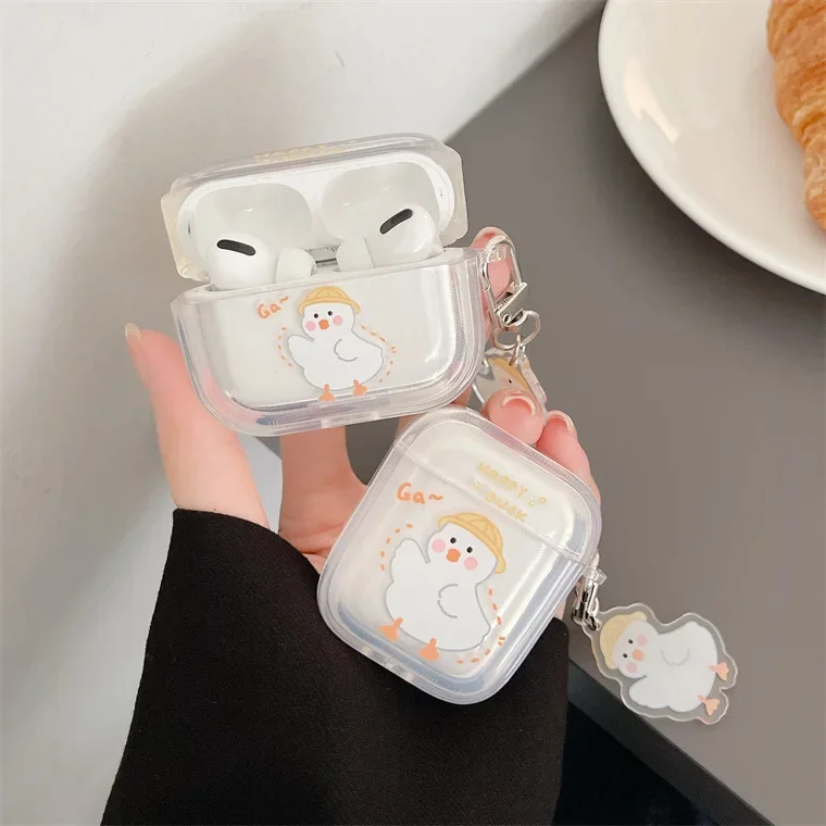 Ins Cartoon Duck Case for Airpods 4 4th 2 1 3 Cartoon Earphone Soft TPU Funda Cover For Apple Airpods Pro 2nd Earpods Case