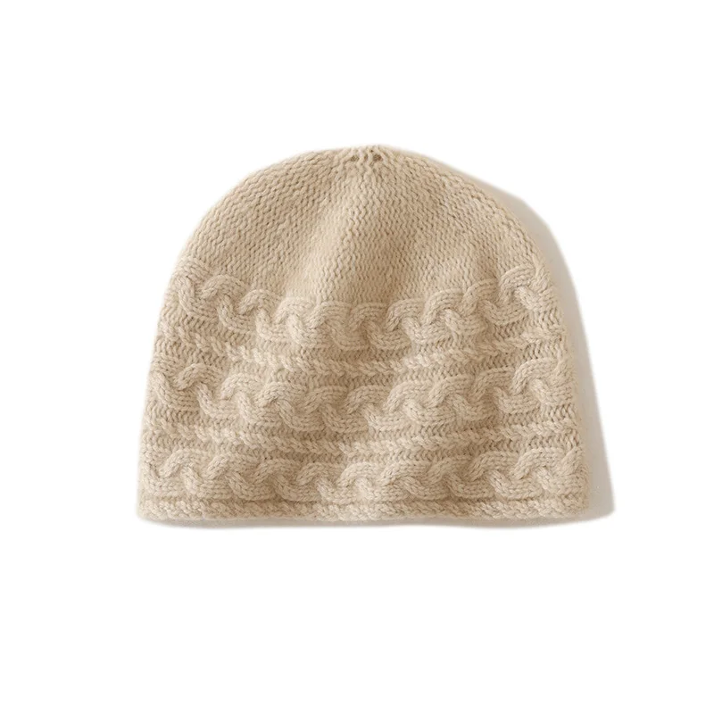 Men's and women's knitted hat autumn winter 100% cashmere hat outdoor warmth thick woolen hats casual ear protection head covers