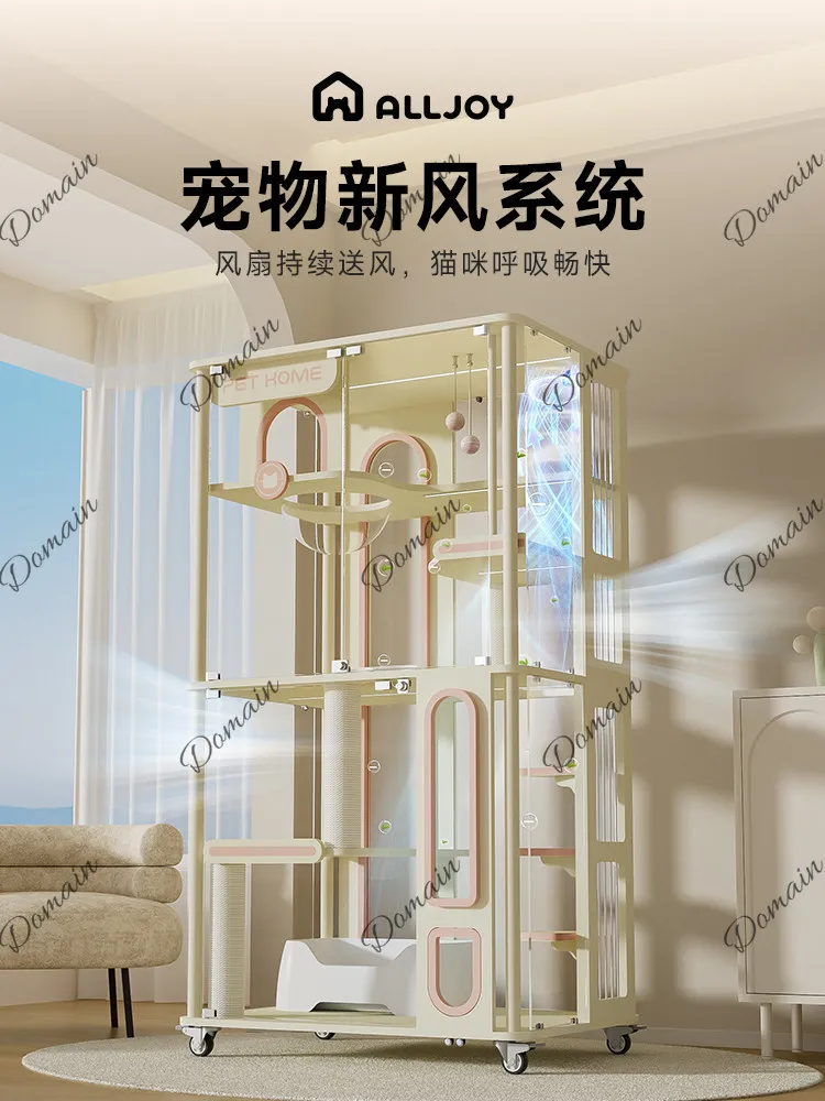 Panoramic cat villa can put automatic cat litter box household indoor glass cat cabinet universal in all seasons