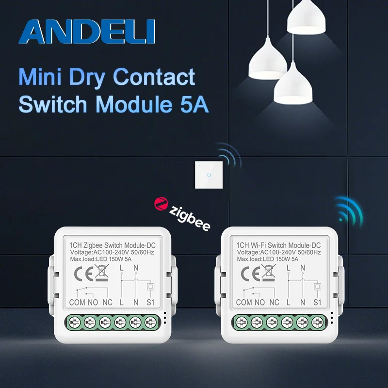 Smart Dry Contact WiFi&zigbee Switch Module Smart Home DIY Breaker Relay DC 12/24V AC 100-240V Compatible with Alexa Google Home
